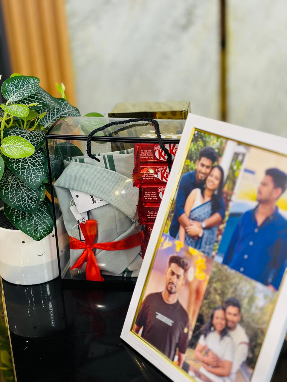 Premium T-Shirt & Photo Frame Gift Hamper – Personalised Gift for Him