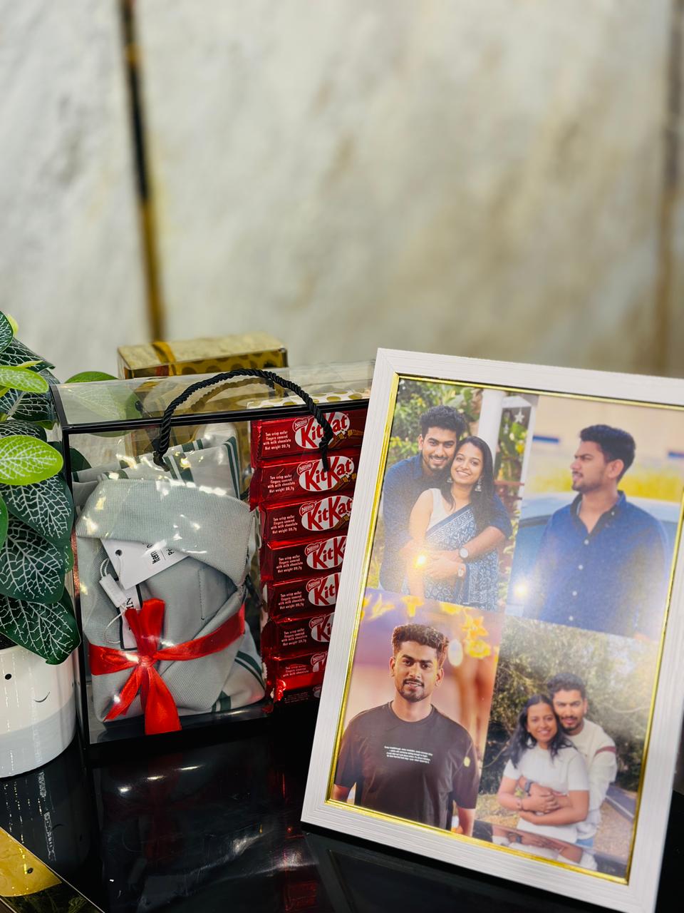 Premium T-Shirt & Photo Frame Gift Hamper – Personalised Gift for Him
