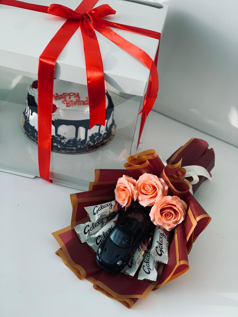 Kids Birthday Cake Hamper + Hotwheels & Chocolate Bouquet – Luxury Gift