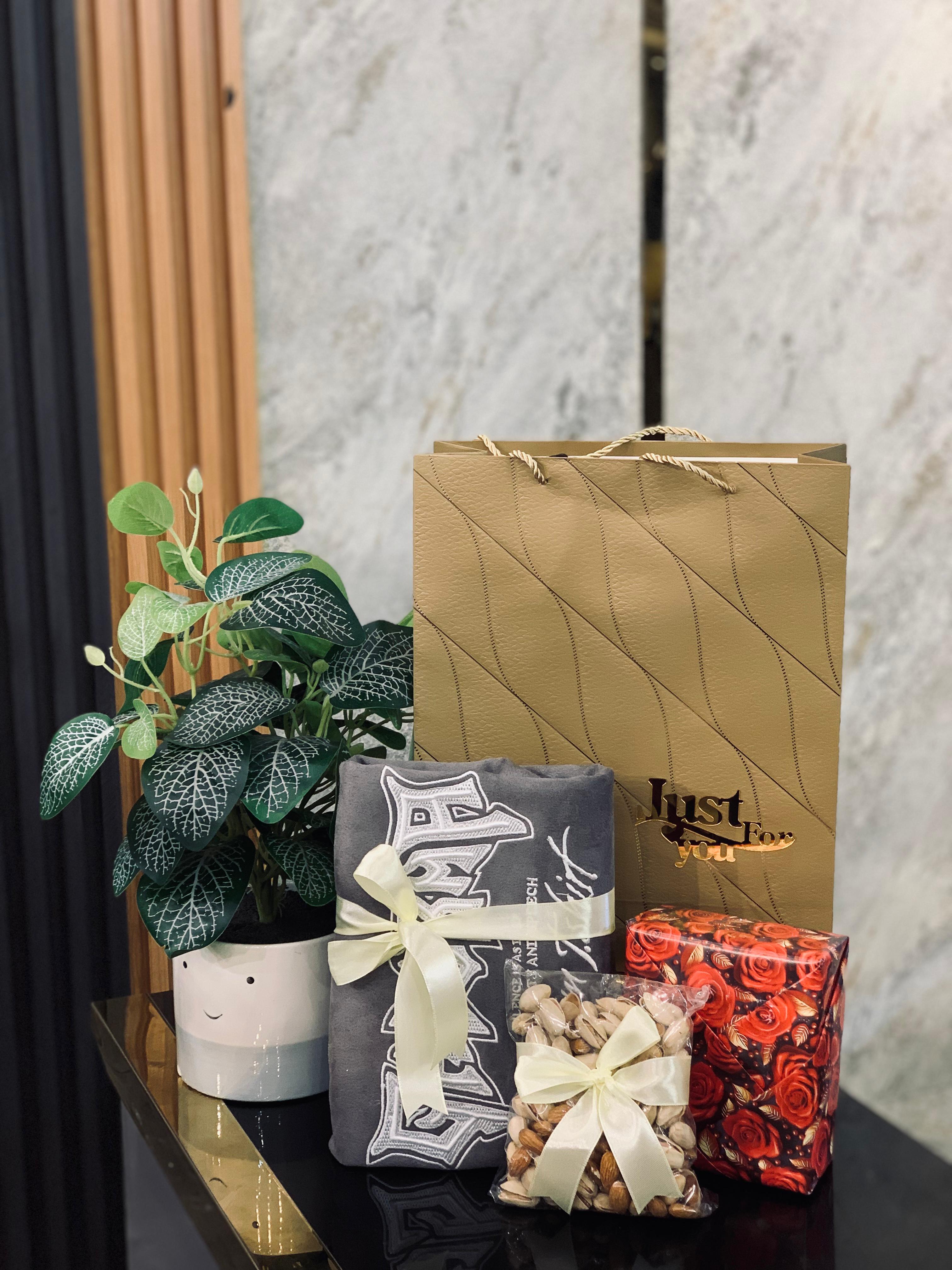 T-Shirt, Nuts & Perfume Gift Hamper – Triple Combo Gift for Him