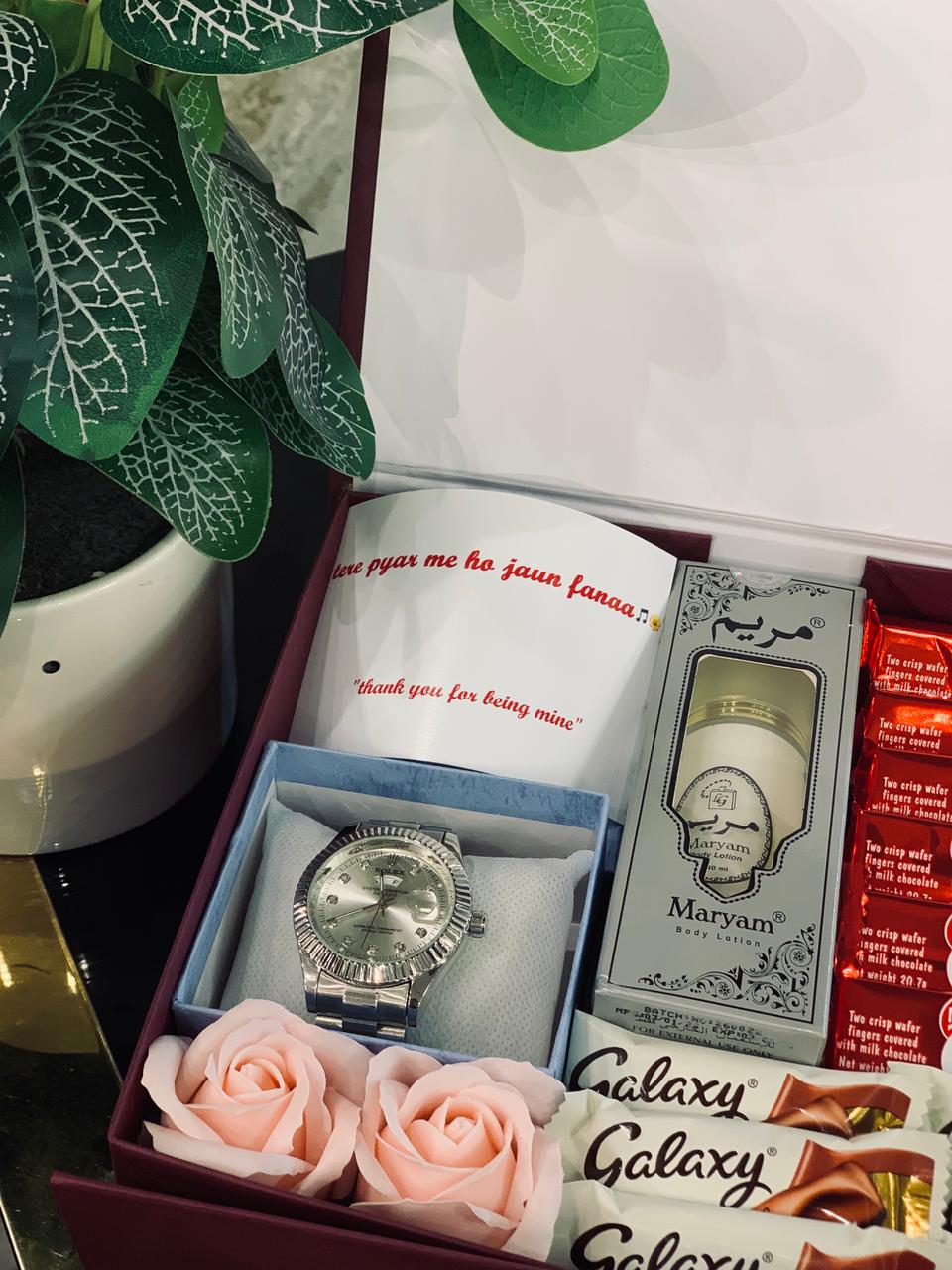 Luxury Watch & Mariyam Perfume Gift Hamper – Premium Gift for Him