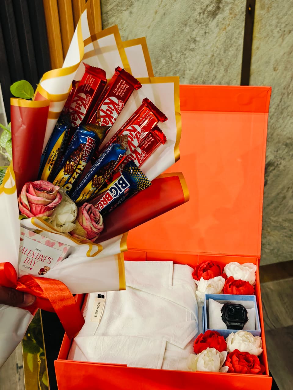 Watch, Shirt & Chocolate Bouquet Gift Hamper – Ultimate Luxury Gift for Him